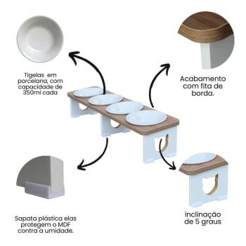 Comedouro Quadruplo Linear Gato