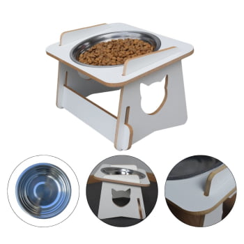 Comedouro Gato Elevado Pet Tigela Ração Inox Saudável
