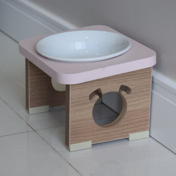 Comedouro Elevado Pet Para Cachorro MDF Colors - Porcelana - Rose