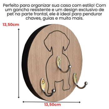 Porta-Guia Pet Chaveiro Organizador Coleiras 3in1 MDF