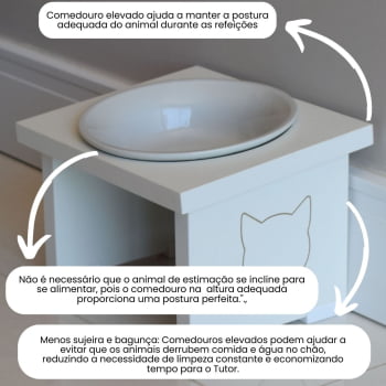 Comedouro Elevado Pet Gato MDF Simple