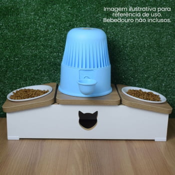 Base Comedouro Hibrido Duplo Gato
