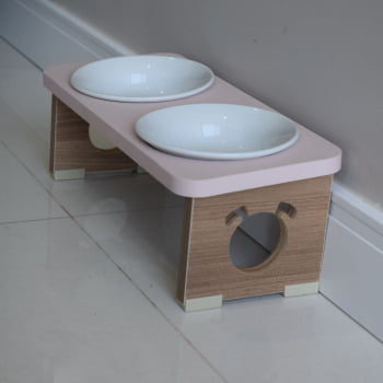 Comedouro Elevado Cachorro Duplo Pet MDF Colors  Porcelana 