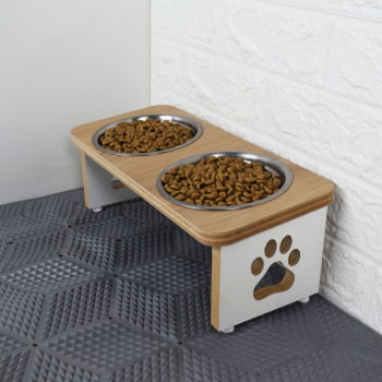 Comedouro Cachorro Elevado Pet Duplo MDF Linha Tradicional