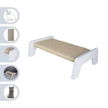 Arranhador para Gato MDF Reto Sisal  - Branco