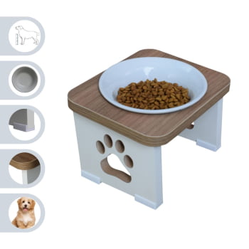 Comedouro Bebedouro Cachorro Elevado Pet MDF - Porcelana