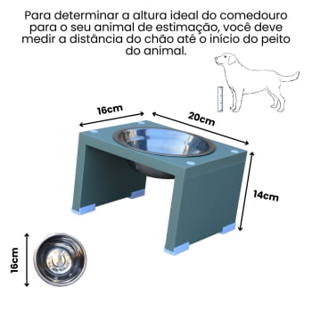 Comedouro Bebedouro Gato Cachorro Elevado Pet MDF Nick - Inox 