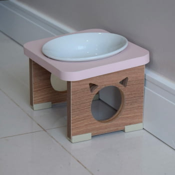 Comedouro Elevado Pet Gato MDF Colors  Porcelana 