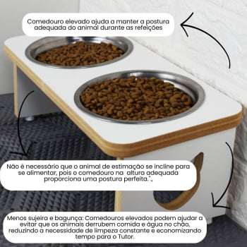 Comedouro Gato Elevado Pet Duplo MDF Linha Básica 