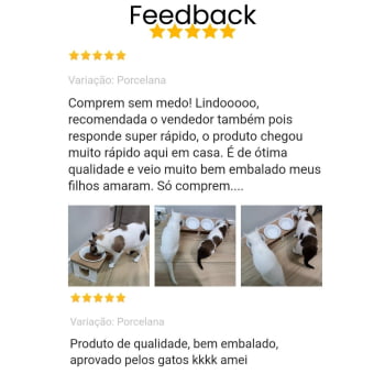 Comedouro Elevado Gato Pet Quadruplo Linear MDF - Porcelana