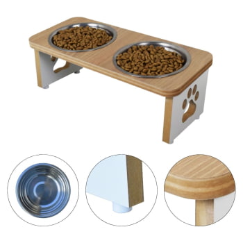 Comedouro Cachorro Elevado Pet Duplo MDF Linha Tradicional