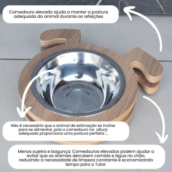 Comedouro Pet Elevado Cachorro Mdf Au Au - Inox