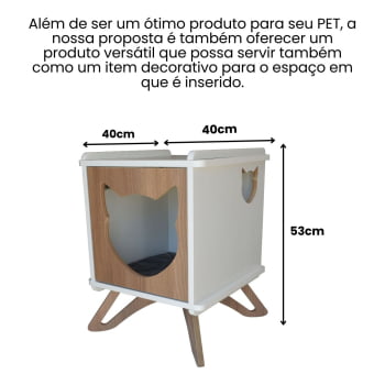 Mesa Cabeceira Gato Pet MDF Felino com Pés