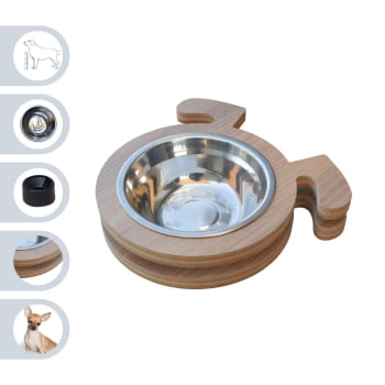 Comedouro Pet Elevado Cachorro Mdf Au Au - Inox