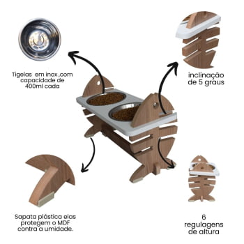Comedouro Duplo Gato Espinha de Peixe