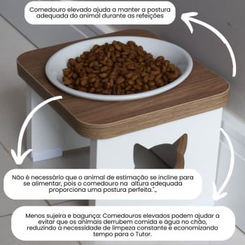 Comedouro Bebedouro Gato Elevado Pet MDF