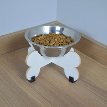 Comedouro de Cachorro Elevado Pet Gato MDF Modelo Osso