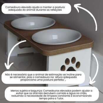 Comedouro Bebedouro Cachorro Elevado Pet Duplo MDF