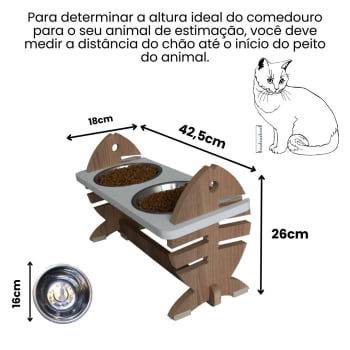 Comedouro Duplo Gato Espinha de Peixe
