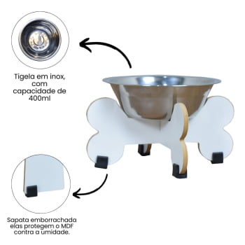 Comedouro de Cachorro Elevado Pet Gato MDF Modelo Osso