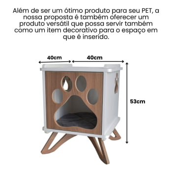 Mesa Cabeceira Cachorro Pet MDF Pata com Pés