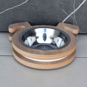 Comedouro Pet Elevado Cachorro Mdf Au Au - Inox