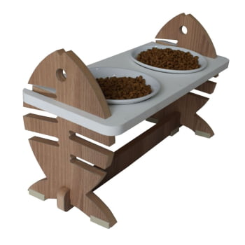 Comedouro Duplo Gato Espinha de Peixe 