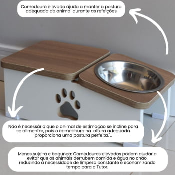 Comedouro Bebedouro Elevado Cachorro Base Hibrido Pet MDF - Inox