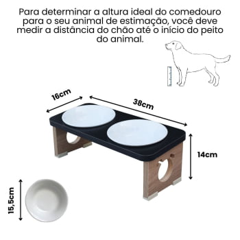 Comedouro Elevado Cachorro Duplo Pet MDF Colors  Porcelana 