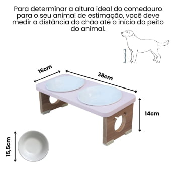 Comedouro Elevado Cachorro Duplo Pet MDF Colors  Porcelana 