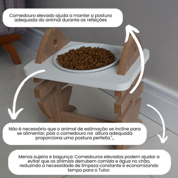 Comedouro Elevado Gato Espinha de Peixe Regulagem Altura Porcelana