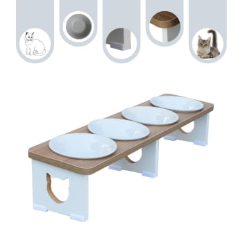 Comedouro Quadruplo Linear Gato Comedouro Quadruplo Linear Gato